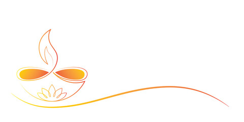 Diwali candle line art style  