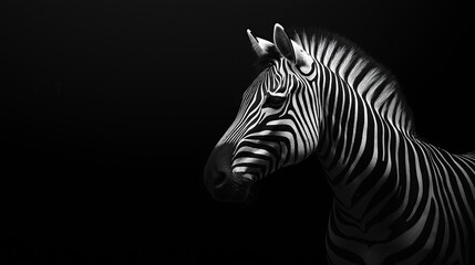 Beautiful zebra on a black background