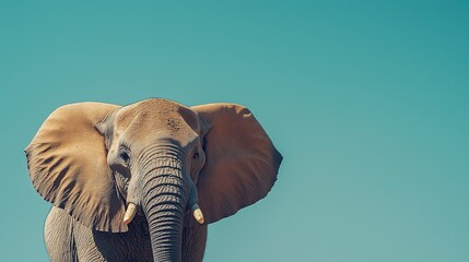 Beautiful elephant on a turquoise background