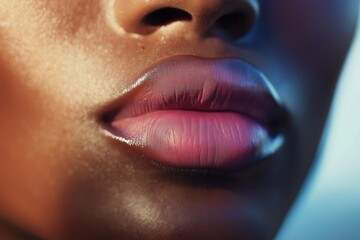 Close-up photograph of half a woman's face with lips painted with beautiful lipstick