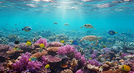 Obraz premium Vibrant Coral Reef Ecosystem with Diverse Marine Life