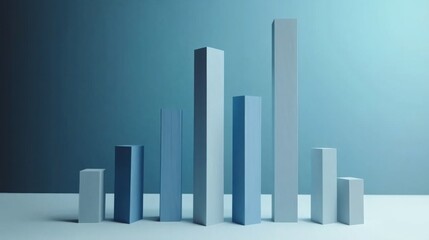 A modern D bar graph displaying financial performance with rising and falling bars, set against a professional blue and gray background.