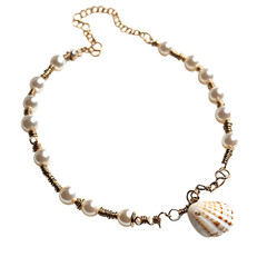 Elegant Anklet with Lustrous Pearlescent Bead Isolated on Transparent Background