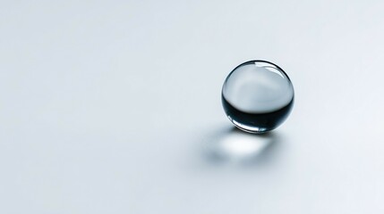 Transparent sphere resting on a light gray surface.