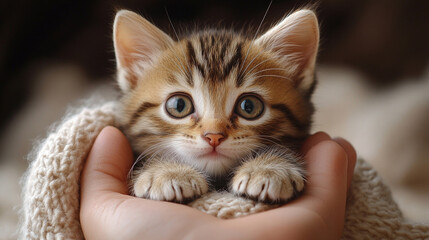 Naklejka premium little kitten playing with ball