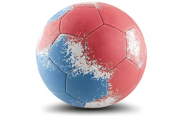 Fototapeta premium Abstract Soccer Ball Design Pink Blue White Splatter