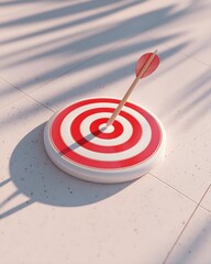 Red and White Target with Arrow on Beige Surface