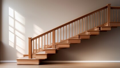Naklejka premium a staircase with wooden balusters placed against a soft background with plenty of space for branding or messages