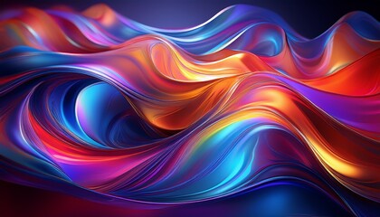 Obraz premium vibrant and iridescent abstract art with colorful light reflections in fluid drapery shapes