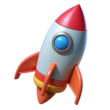 cartoon rocket isolated , transparent background, AI