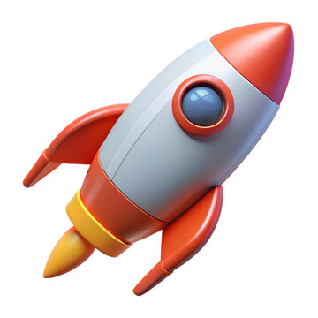 cartoon rocket isolated , transparent background, AI