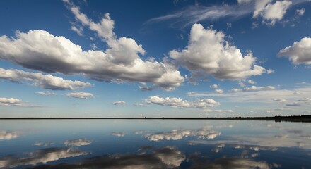 Obraz premium Clouds Reflecting in Water Under Blue Sky