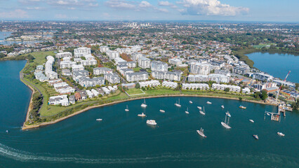 The Sydney suburb of Breakfast point on the banks of the Parramatta river, New South Wales, Australia.