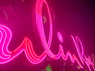 Pink neon Las Vegas sign