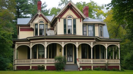 Fototapeta premium Victorian Era House, Architectural Marvel