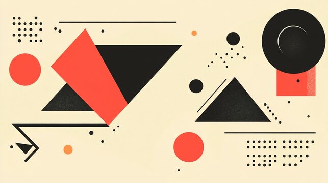 Dynamic arrangement of geometric shapes in a modern abstract composition