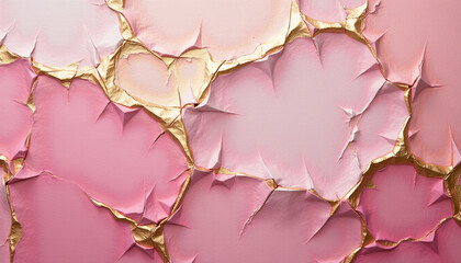 Fototapeta premium Pink Rose Gold Cracked Paper Texture Design