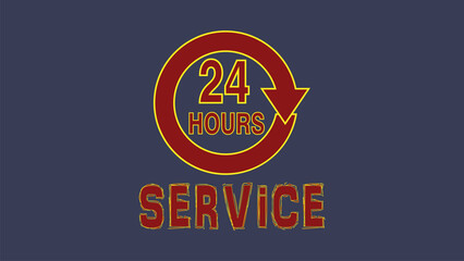 Professional 24-hour service icon illustration