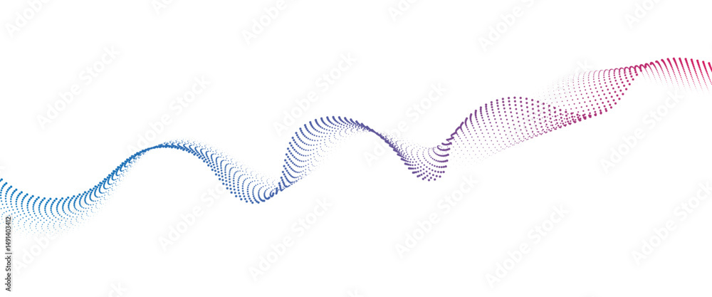 Fototapete flowing dot wave halftone gradient pattern on transparent background