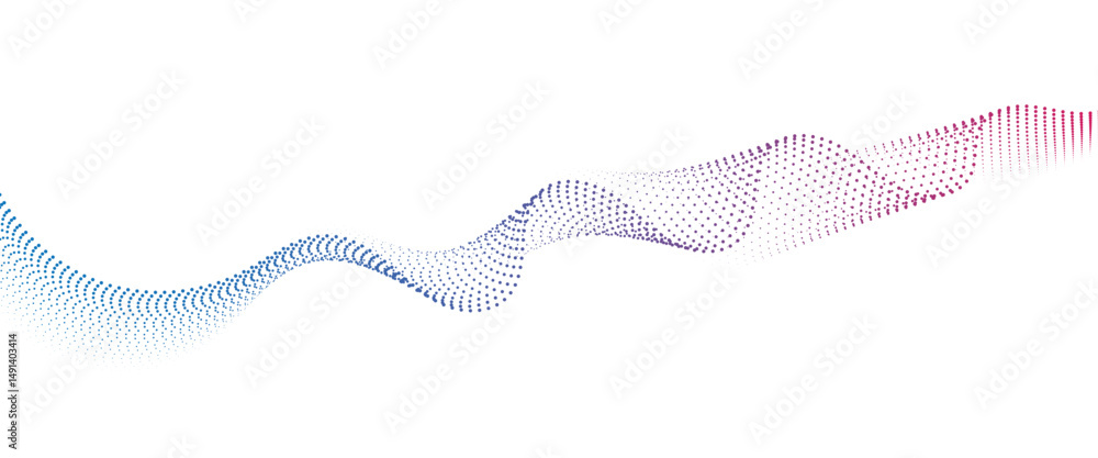 Fototapete flowing dot wave halftone gradient pattern on transparent background