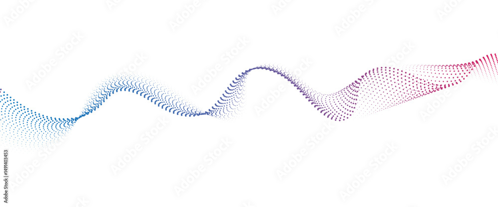 Fototapete flowing dot wave halftone gradient pattern on transparent background