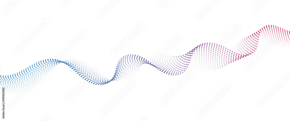 Fototapete Flowing Dot Wave halftone gradient pattern on transparent background