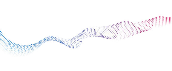 Flowing Dot Wave halftone gradient pattern on transparent background