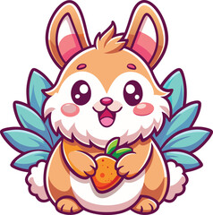 Cute Cartoon Bunny with Carrot Illustration