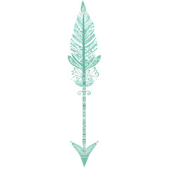 Artistic Arrow with Intricate Delicate Patterns in Green Isolated on Transparent Background