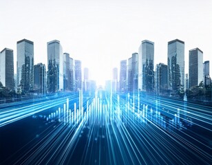 Fototapeta premium a modern city with shining forex on white background