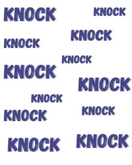Repeating "Knock" Text Pattern on White Background