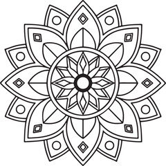 Intricate Flower Mandala – Printable Outline for Coloring
