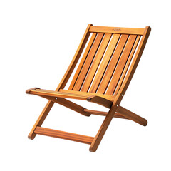 Minimalist Wooden Beach Chair with a Sleek Fold AwA Isolated on Transparent Background