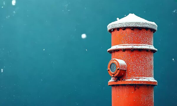 Orange fire hydrant against teal background