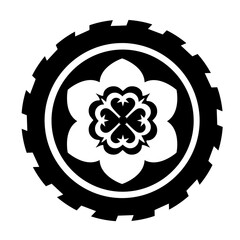 Flower themed car tire with transparent background 