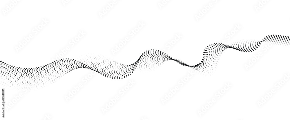 Fototapete flowing dot wave halftone gradient pattern on transparent background