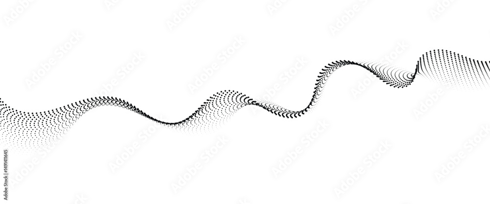 Poster flowing dot wave halftone gradient pattern on transparent background