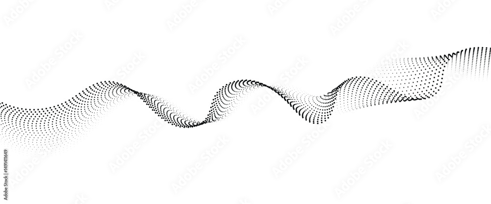 Fototapete flowing dot wave halftone gradient pattern on transparent background
