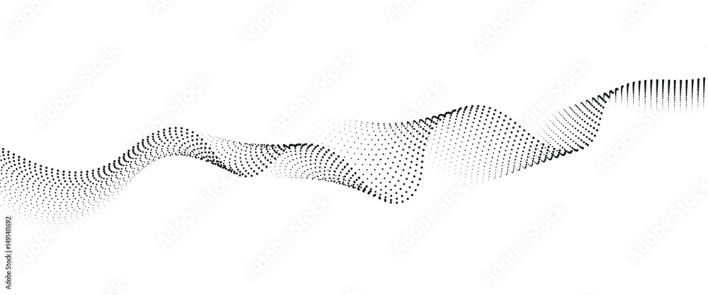 Leinwandbilder flowing dot wave halftone gradient pattern on transparent background