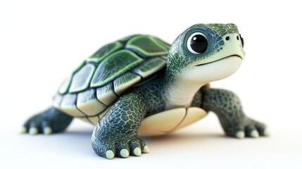 Obraz premium Cute cartoon turtle, looking upward