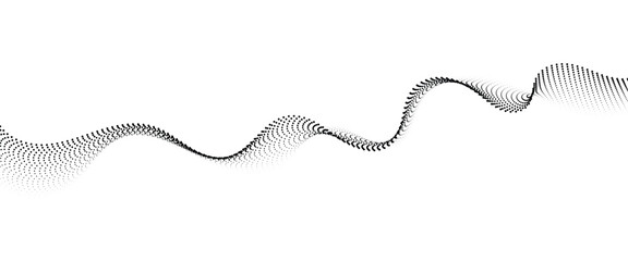 Flowing Dot Wave halftone gradient pattern on transparent background