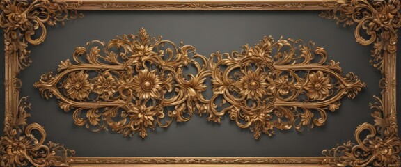 Obraz premium Intricate gold floral scrollwork, classic vintage frame design , free, embossing, filigree