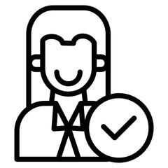 Female employee with verified check icon