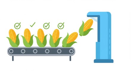 Corn Processing Line Depicting Automated Harvesting and Inspection System