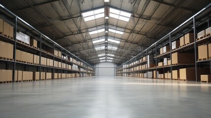 Large warehouse with shelves and boxes