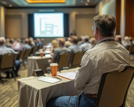 A wideangle view of a retirement planning seminar with experts, Planning, Informative and interactive