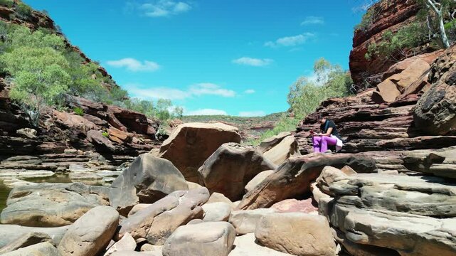 Aerial view of Z Bend in Kalbarri National Park, Western Australia Canyon