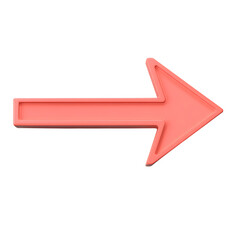 Sleek Arrow with Smooth Geometry in Bright Coral Isolated on Transparent Background