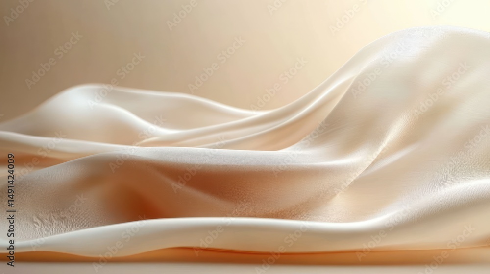 Aufkleber close-up of smooth, creamy silk fabric with gentle waves and soft lighting creating a sense of calm 