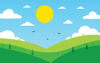 Simple Design Hills Background For Children
